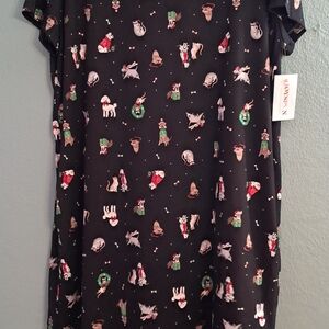 Women's Black Patterned Nightgown